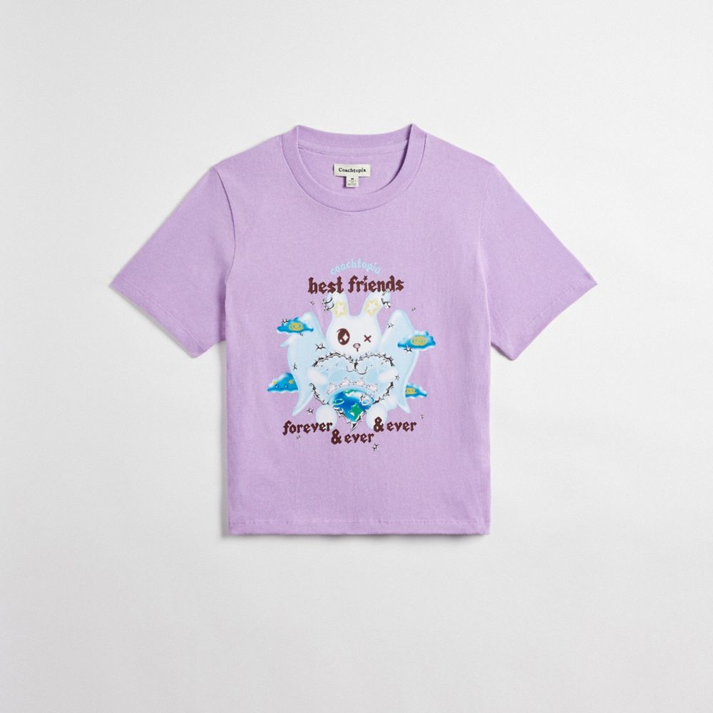 Purple Multi Coach Cropped Tee: Best Friends Bunny | COH865971