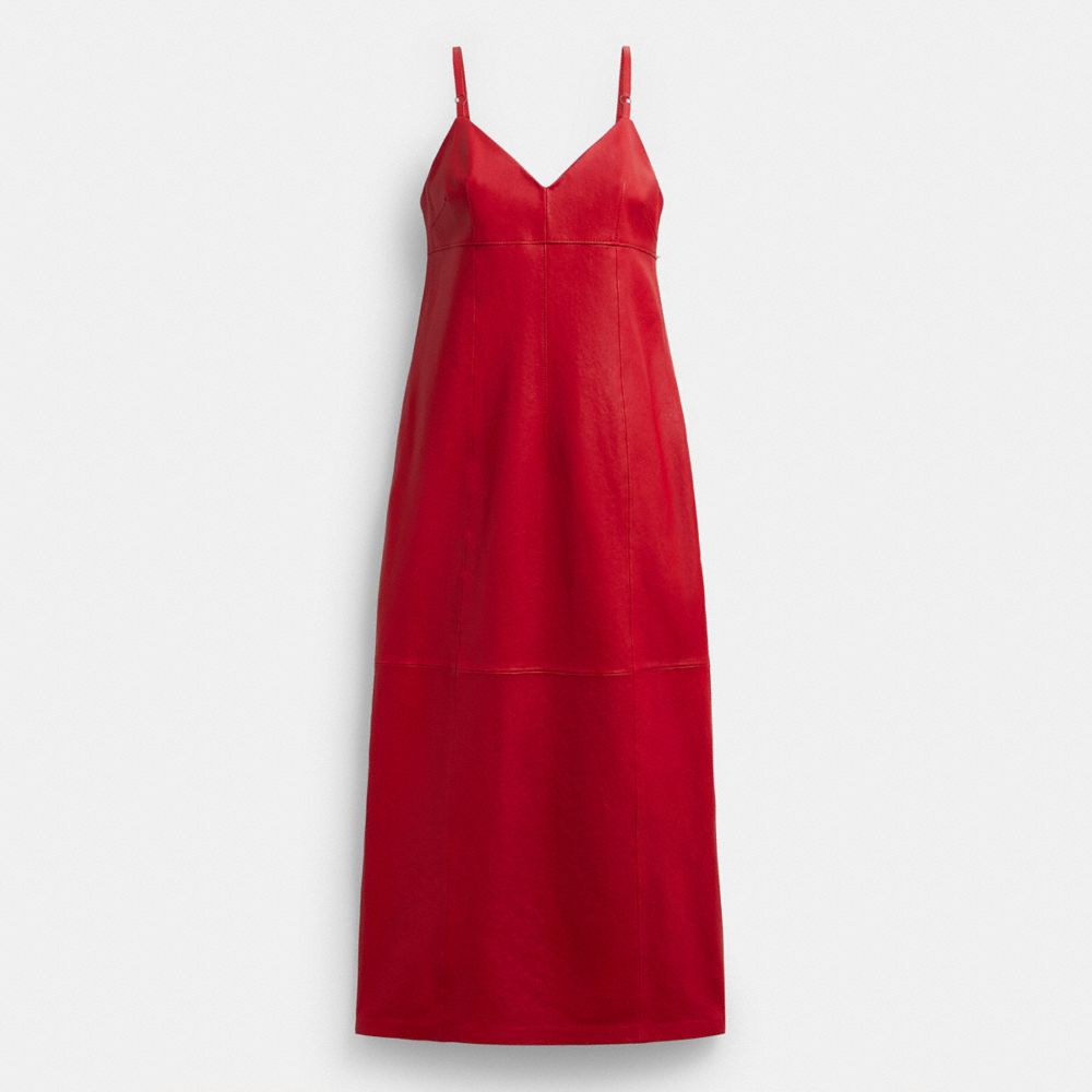 Red Coach Long Leather Dress | COH866060