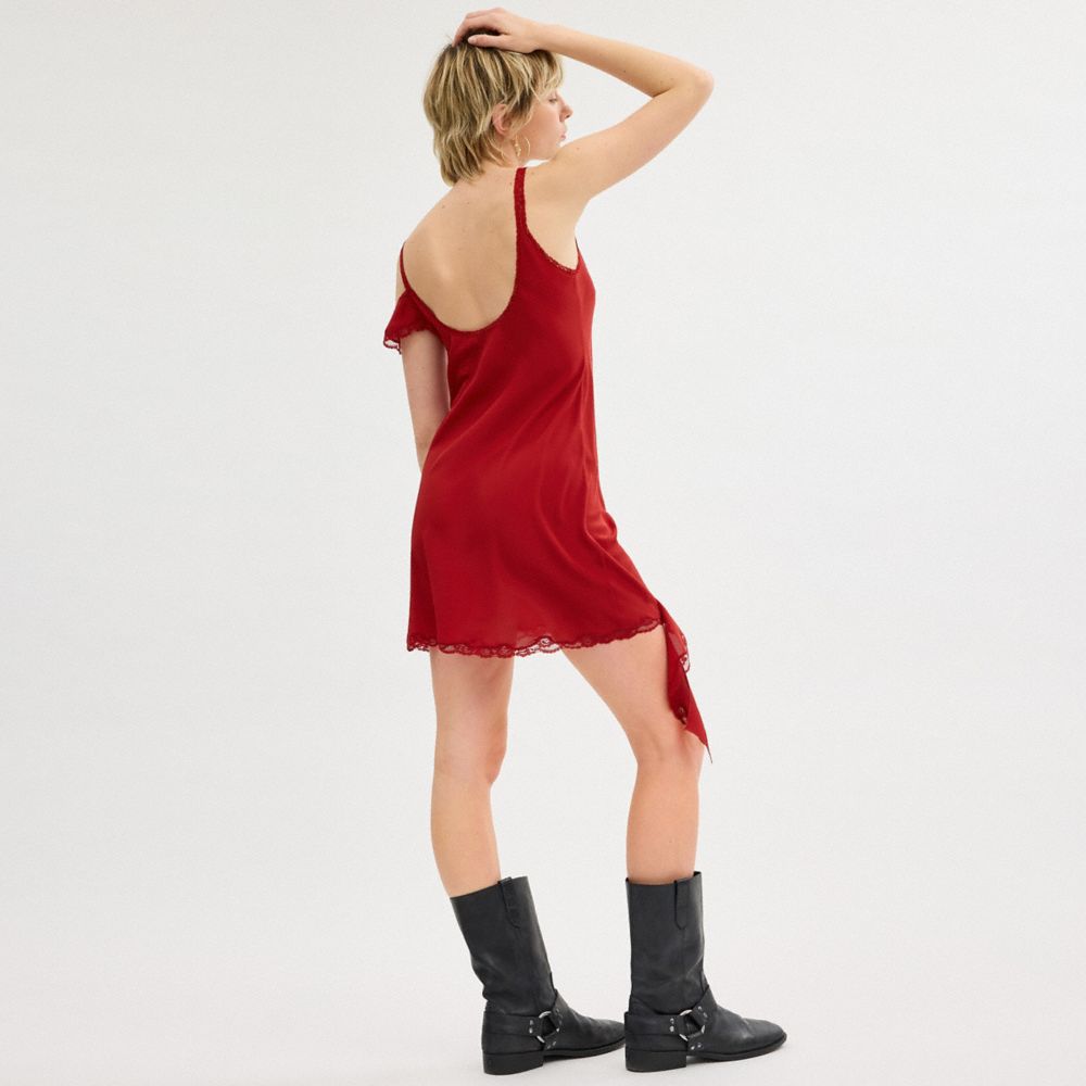 Red Coach Mini Ruffle Dress | COH866059