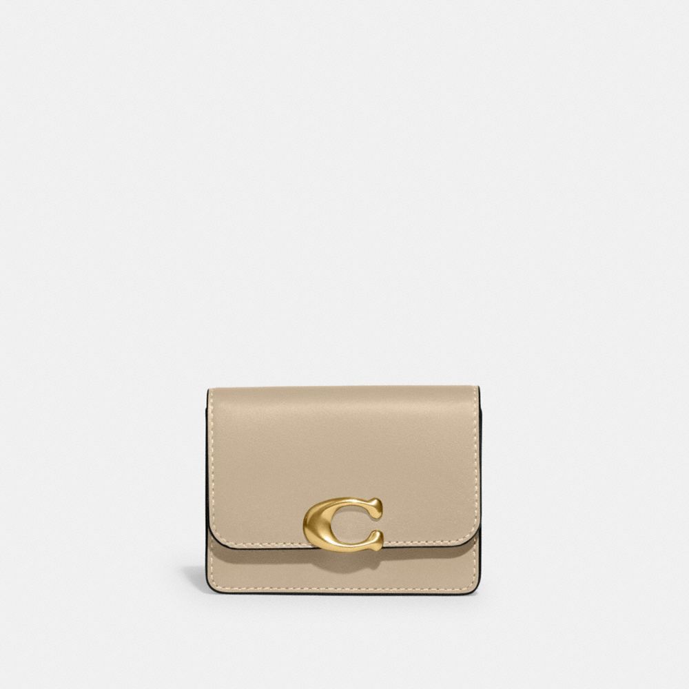 Refined Calf Leather/Brass/Ivory Coach Bandit Card Case | COH865672