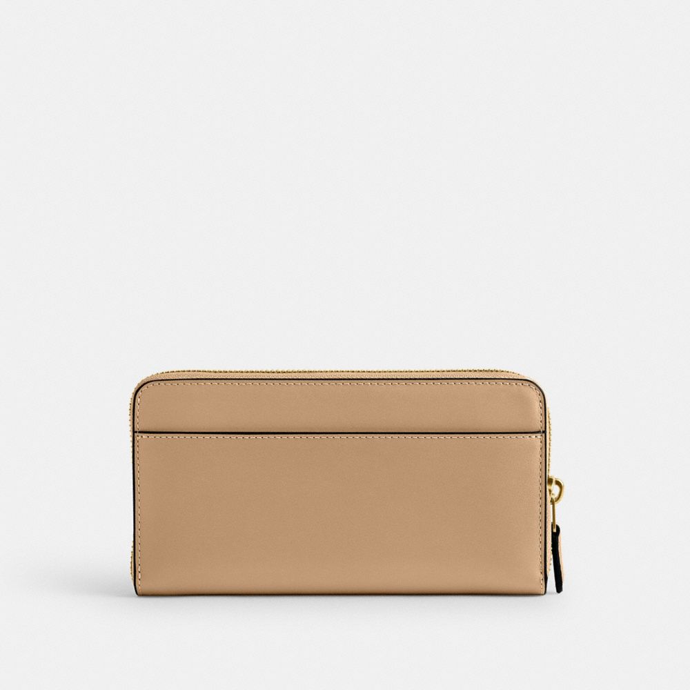 Refined Calf Leather/Brass/Tan Coach Accordion Zip Wallet | COH866729