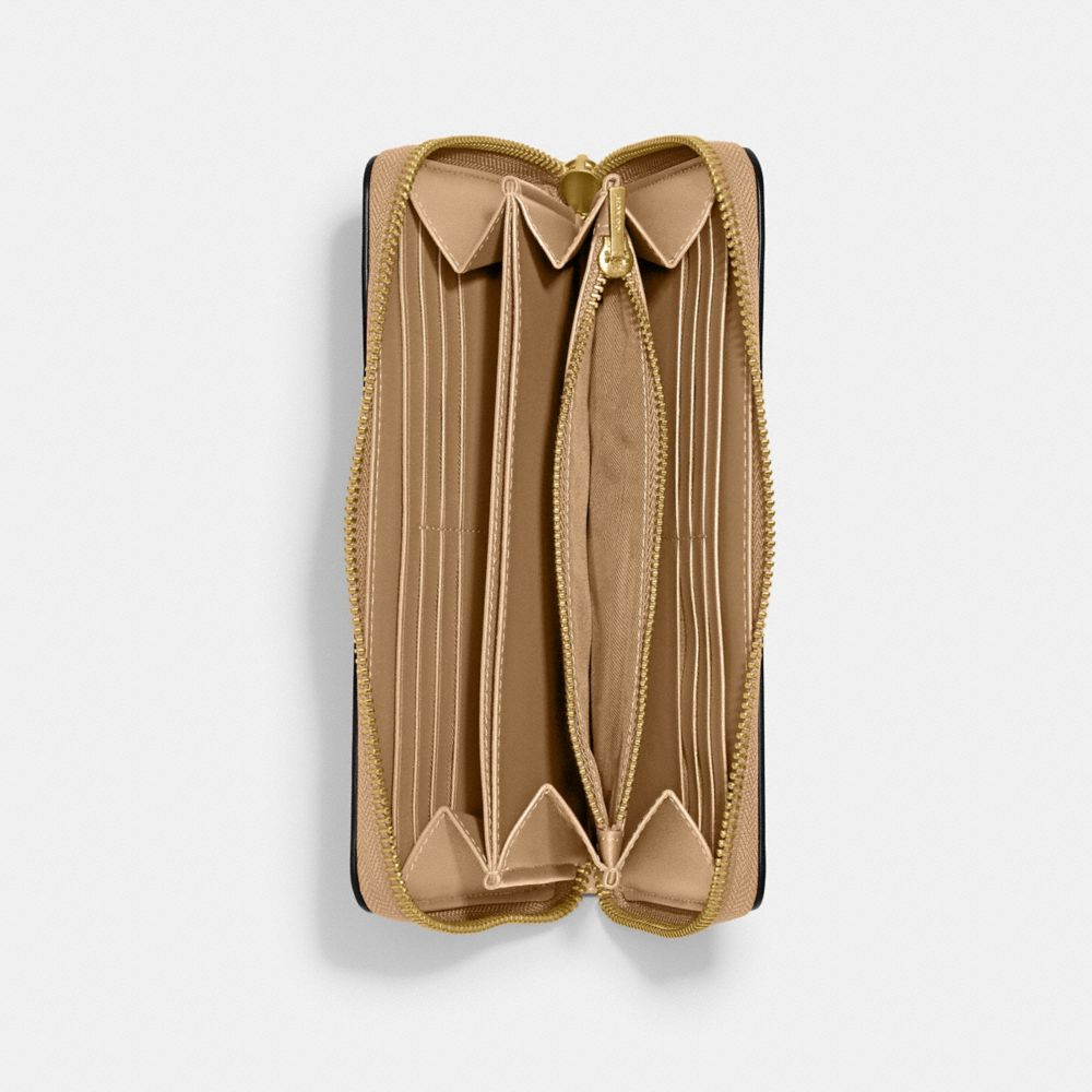 Refined Calf Leather/Brass/Tan Coach Accordion Zip Wallet | COH866729