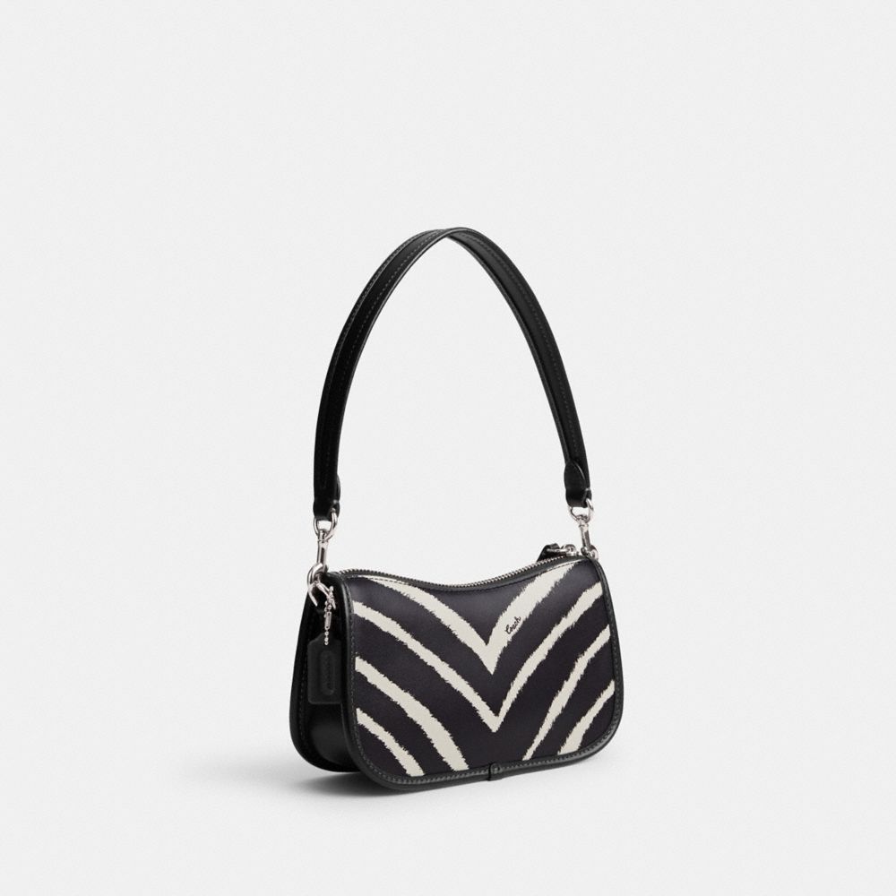 Refined Calf Leather/Silver/Zebra Coach Swinger Bag 20 With Zebra Print | COH864934