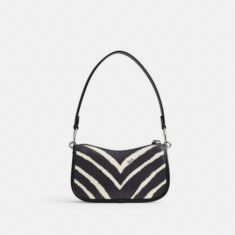 Refined Calf Leather/Silver/Zebra Coach Swinger Bag 20 With Zebra Print | COH864934