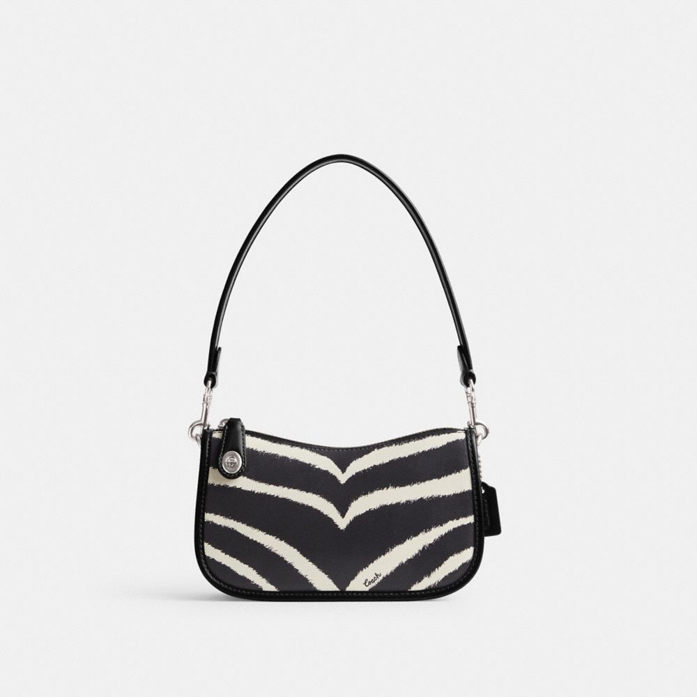 Refined Calf Leather/Silver/Zebra Coach Swinger Bag 20 With Zebra Print | COH864934