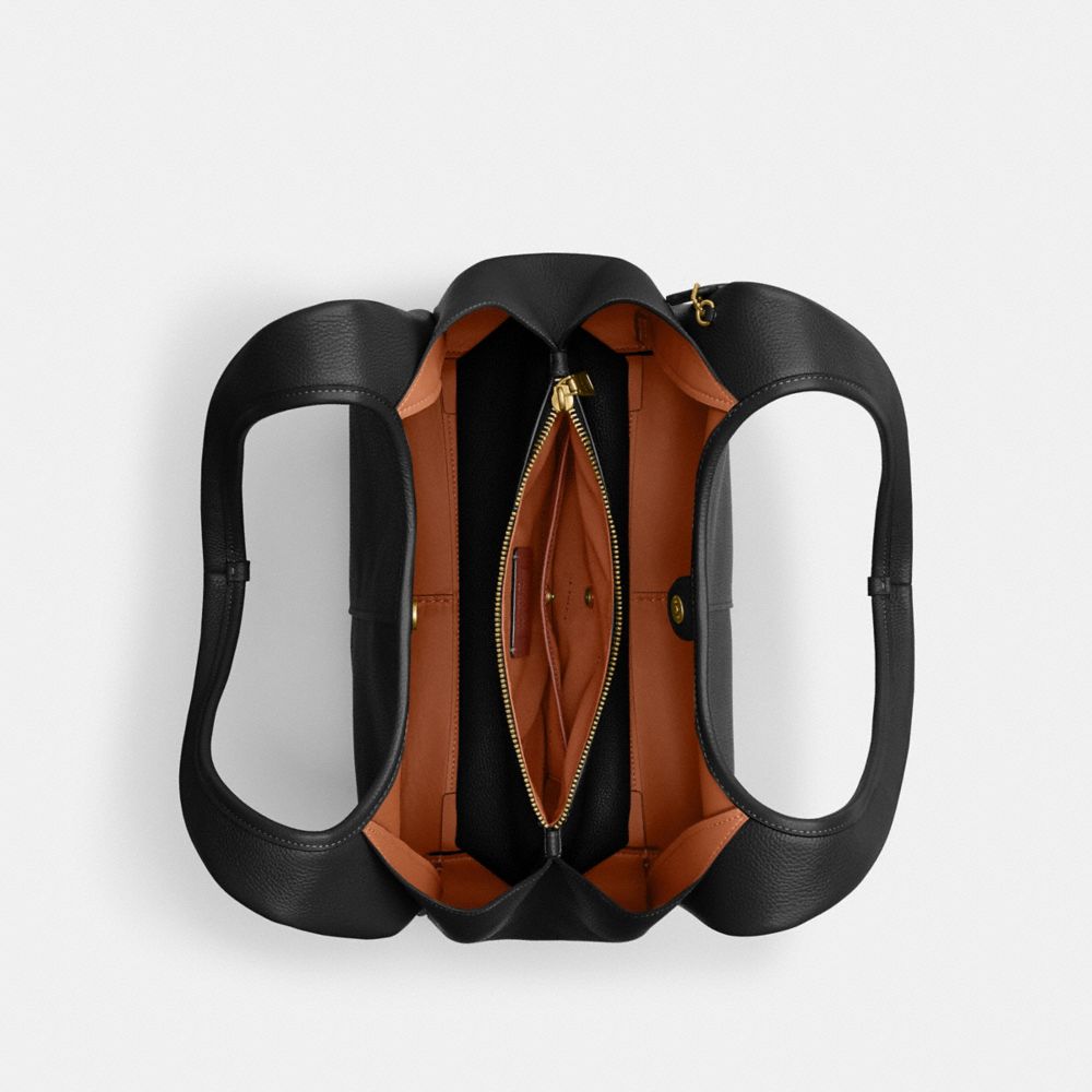 Refined Pebble Leather/Brass/Black Coach Lana Shoulder Bag | COH865122