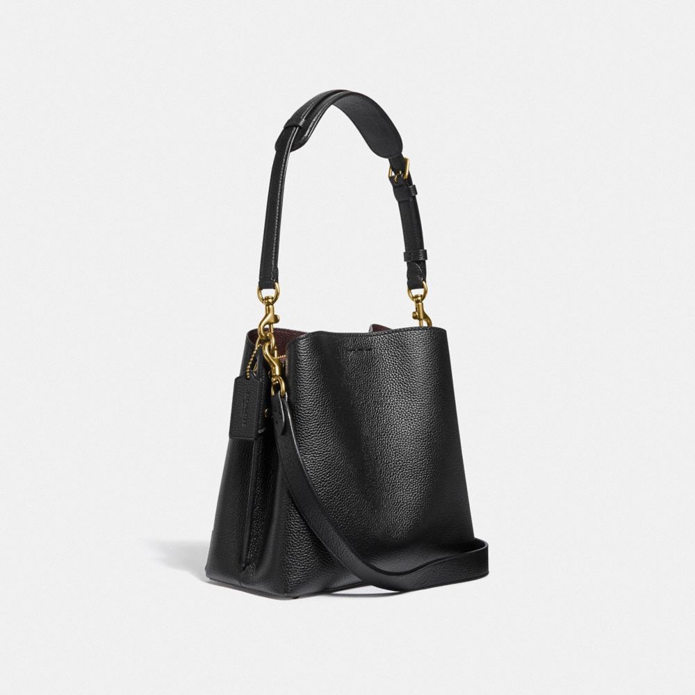 Refined Pebble Leather/Brass/Black Coach Willow Bucket Bag | COH864928