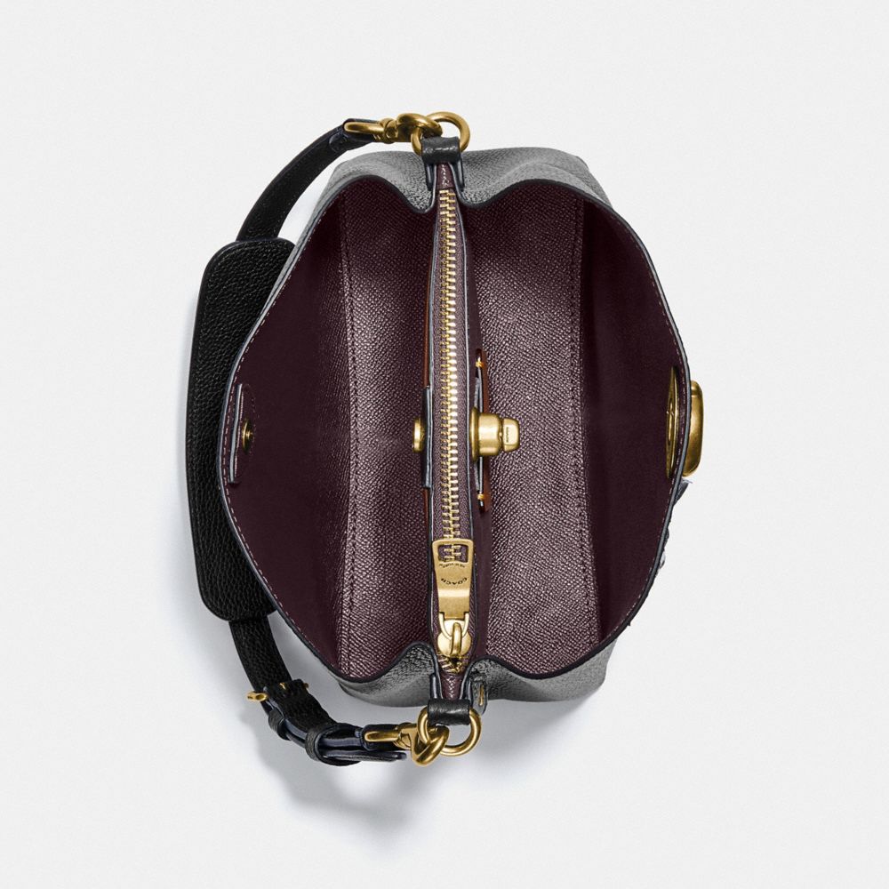 Refined Pebble Leather/Brass/Black Coach Willow Bucket Bag | COH864928