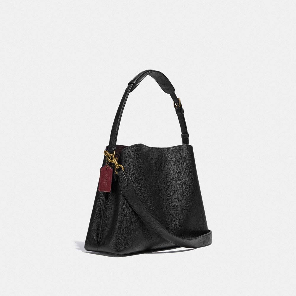 Refined Pebble Leather/Brass/Black Coach Willow Shoulder Bag | COH864950