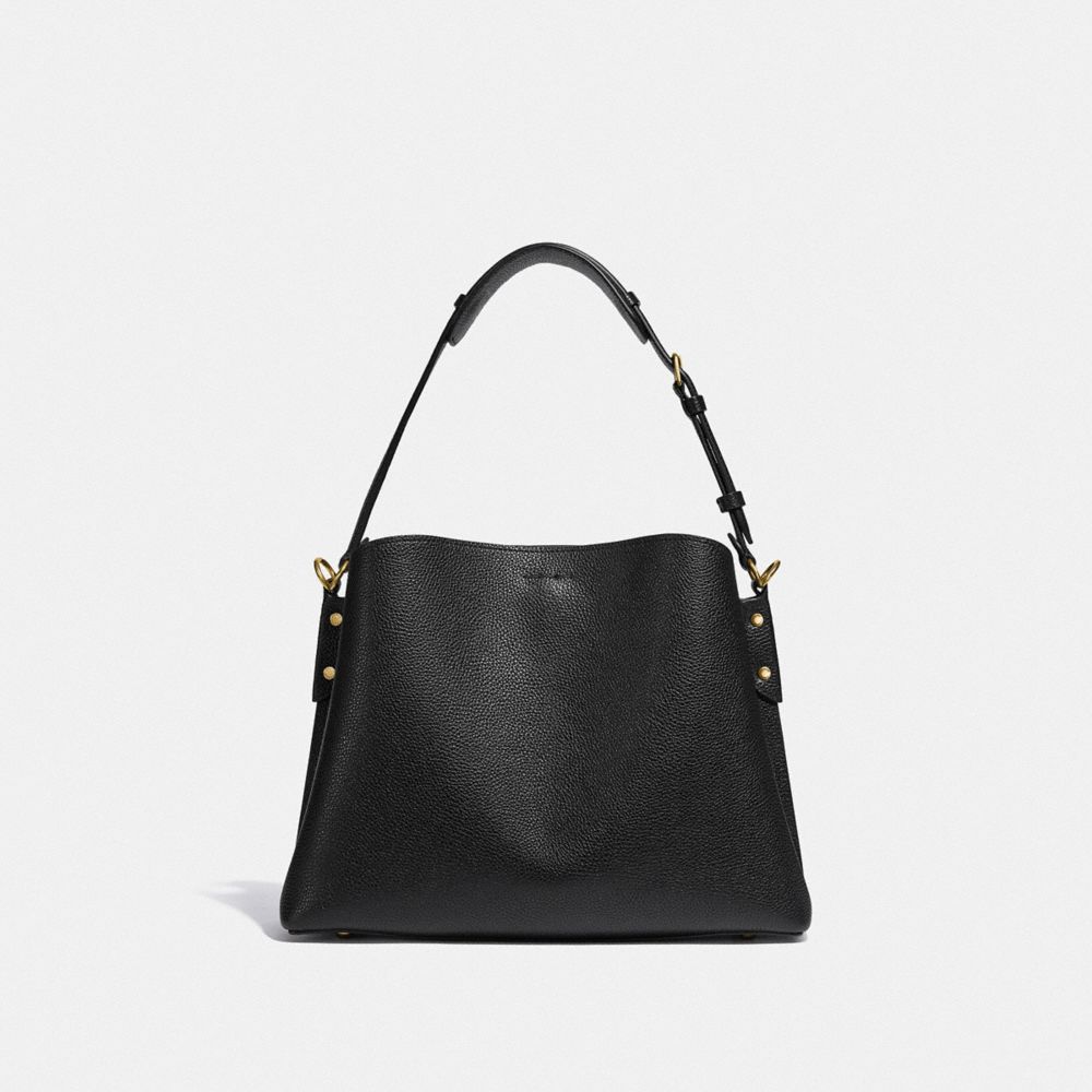 Refined Pebble Leather/Brass/Black Coach Willow Shoulder Bag | COH864950