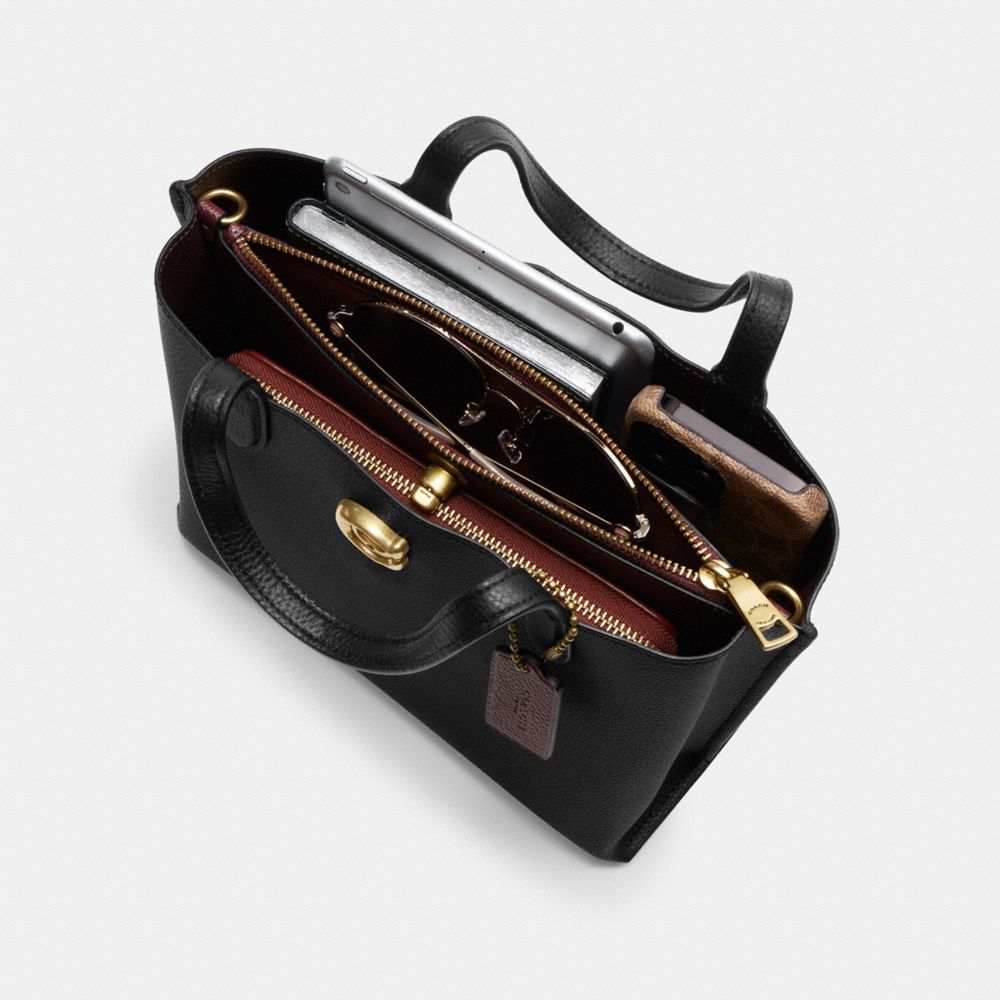 Refined Pebble Leather/Brass/Black Coach Willow Tote Bag 24 | COH865327