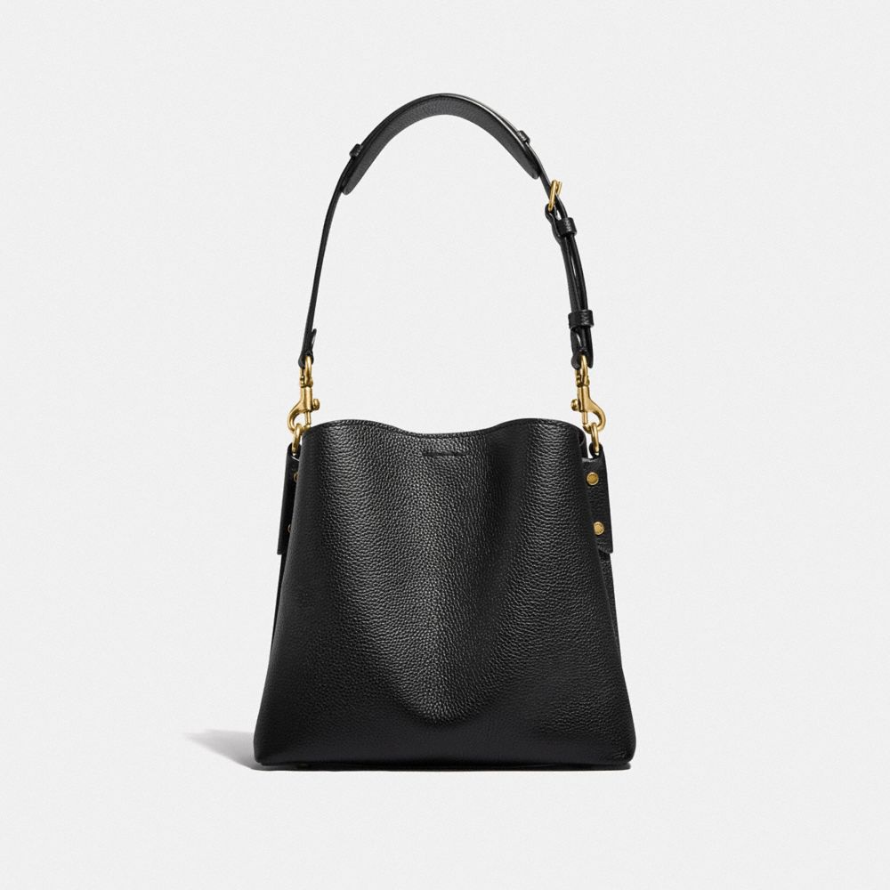Refined Pebble Leather/Brass/Black Coach Willow Bucket Bag | COH865362