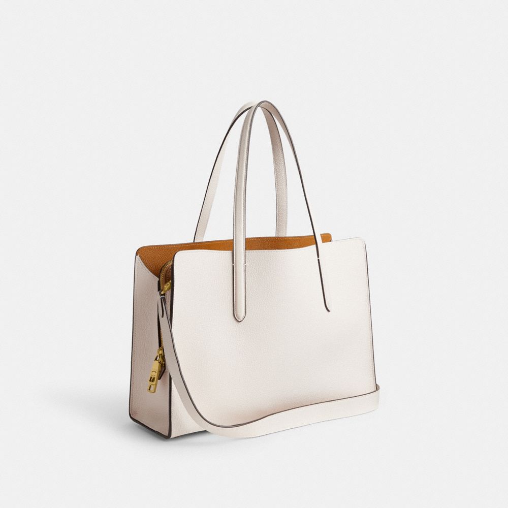 Refined Pebble Leather/Brass/Chalk Coach Carter Carryall Bag | COH865028