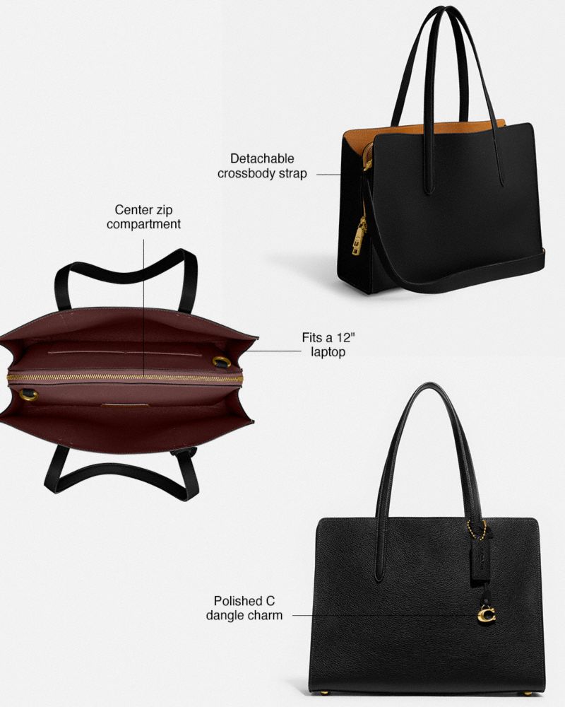 Refined Pebble Leather/Brass/Chalk Coach Carter Carryall Bag | COH865028