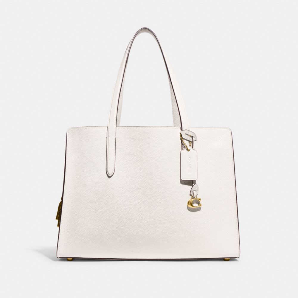 Refined Pebble Leather/Brass/Chalk Coach Carter Carryall Bag | COH865028