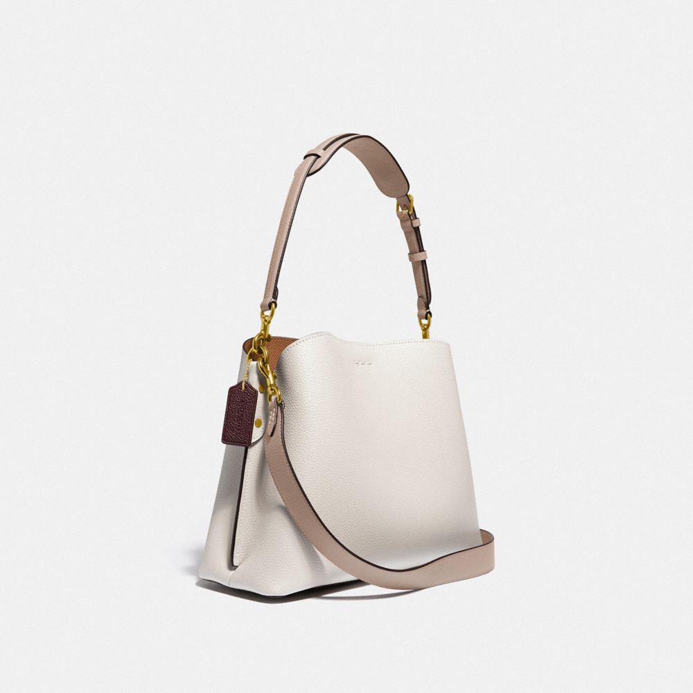 Refined Pebble Leather/Brass/Chalk Multi Coach Willow Shoulder Bag In Colorblock | COH864939
