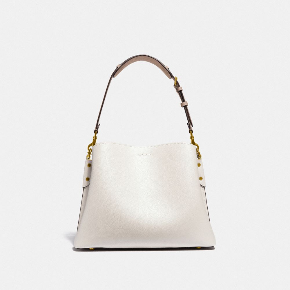 Refined Pebble Leather/Brass/Chalk Multi Coach Willow Shoulder Bag In Colorblock | COH864939