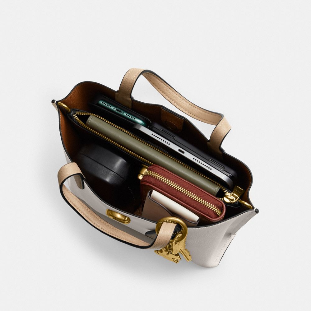 Refined Pebble Leather/Brass/Chalk Multi Coach Willow Tote Bag 24 In Colorblock | COH865063