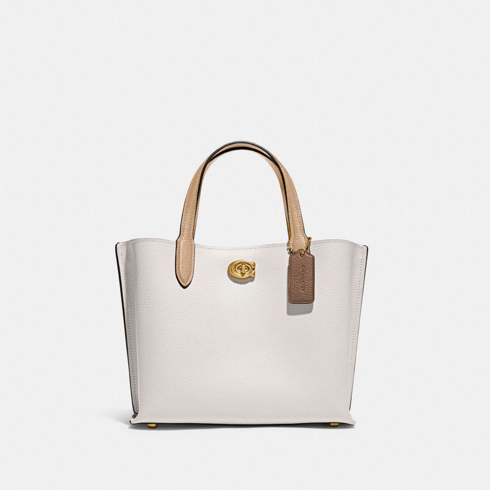 Refined Pebble Leather/Brass/Chalk Multi Coach Willow Tote Bag 24 In Colorblock | COH865063