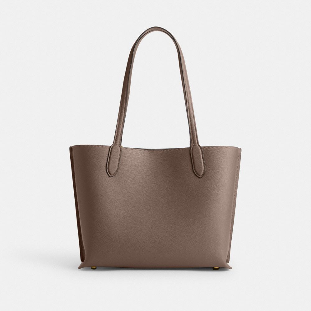 Refined Pebble Leather/Brass/Dark Stone Coach Willow Tote Bag | COH865015