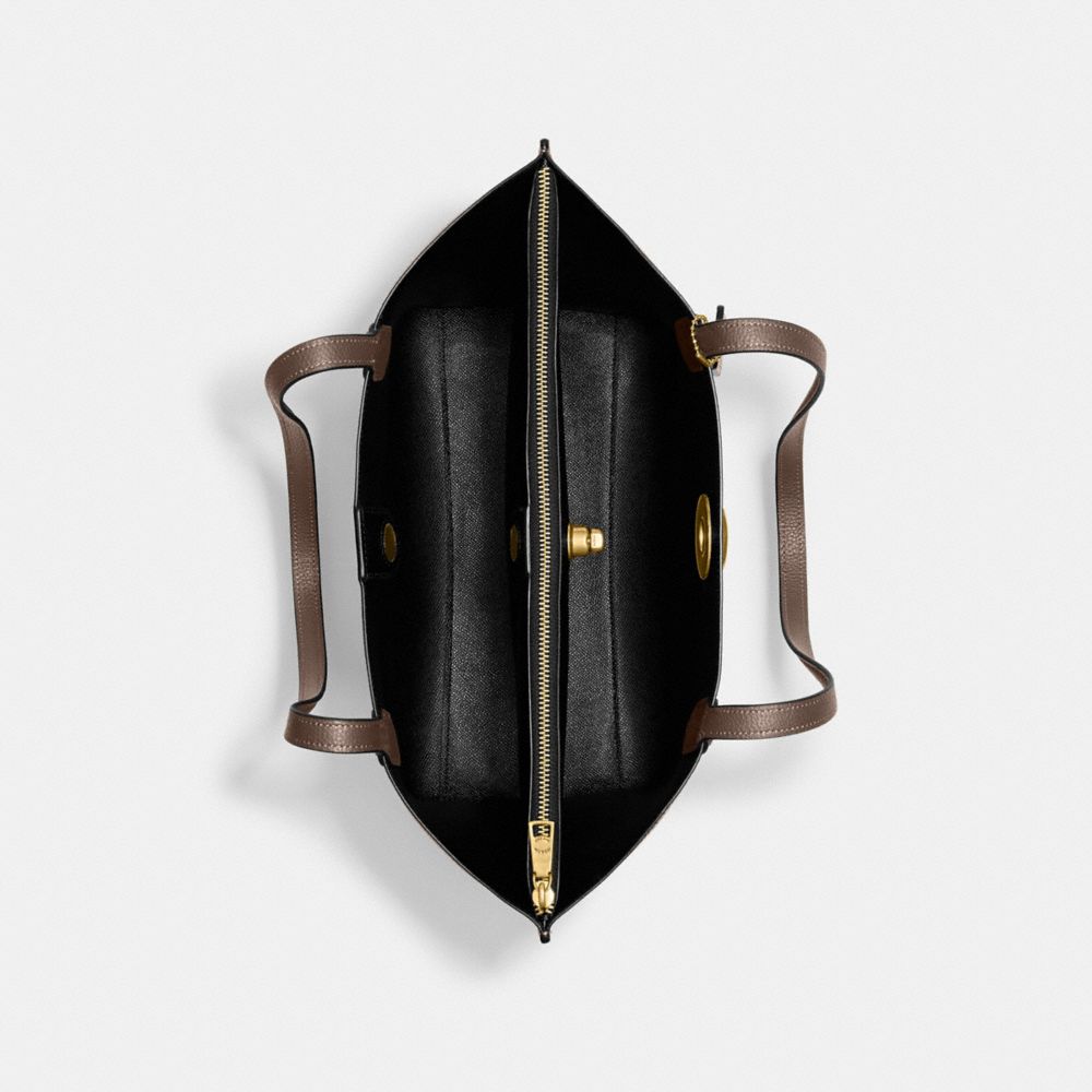 Refined Pebble Leather/Brass/Dark Stone Coach Willow Tote Bag | COH865015