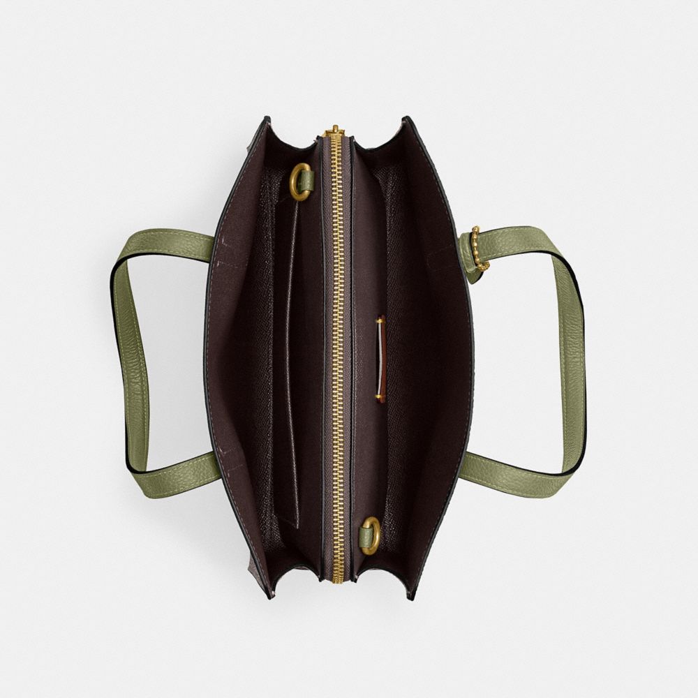 Refined Pebble Leather/Brass/Moss Coach Carter Carryall Bag 28 | COH865013