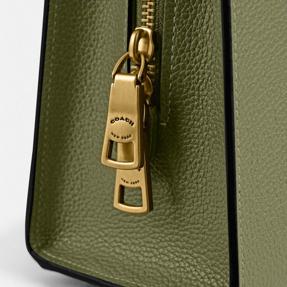 Refined Pebble Leather/Brass/Moss Coach Carter Carryall Bag 28 | COH865013