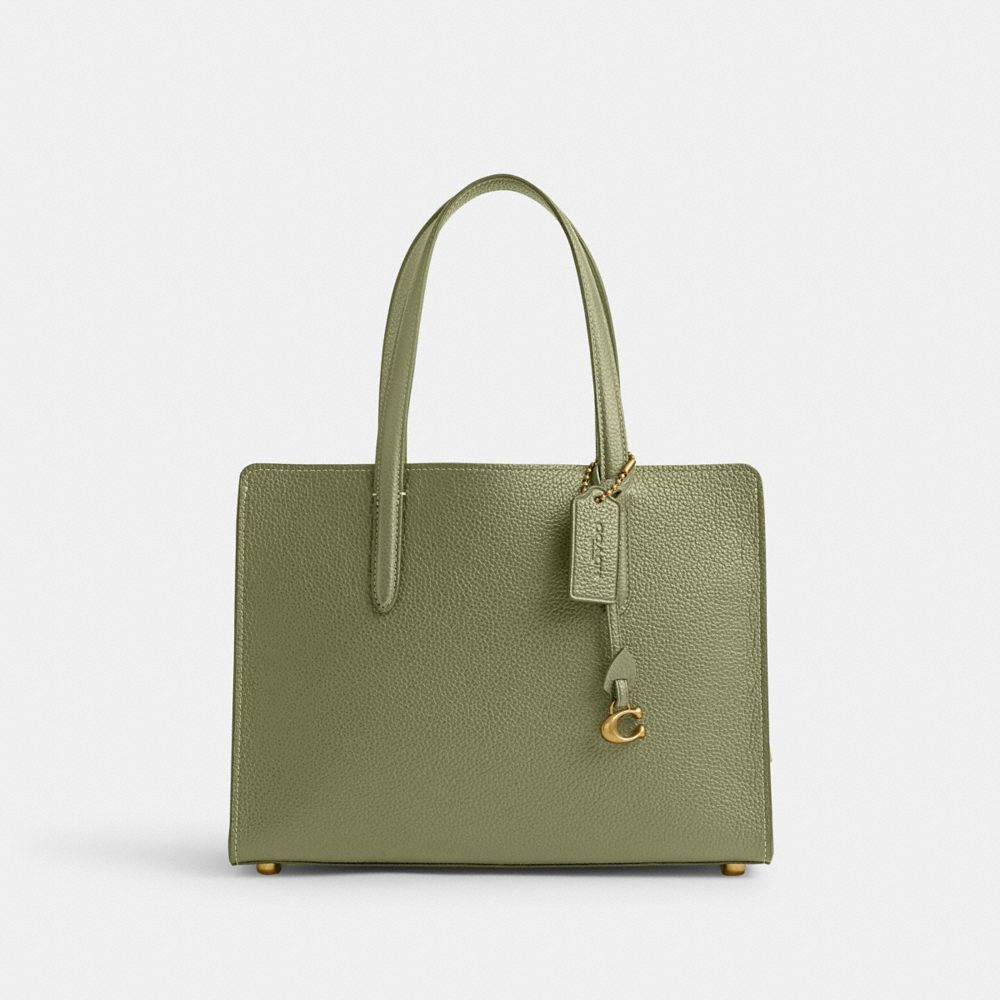 Refined Pebble Leather/Brass/Moss Coach Carter Carryall Bag 28 | COH865013