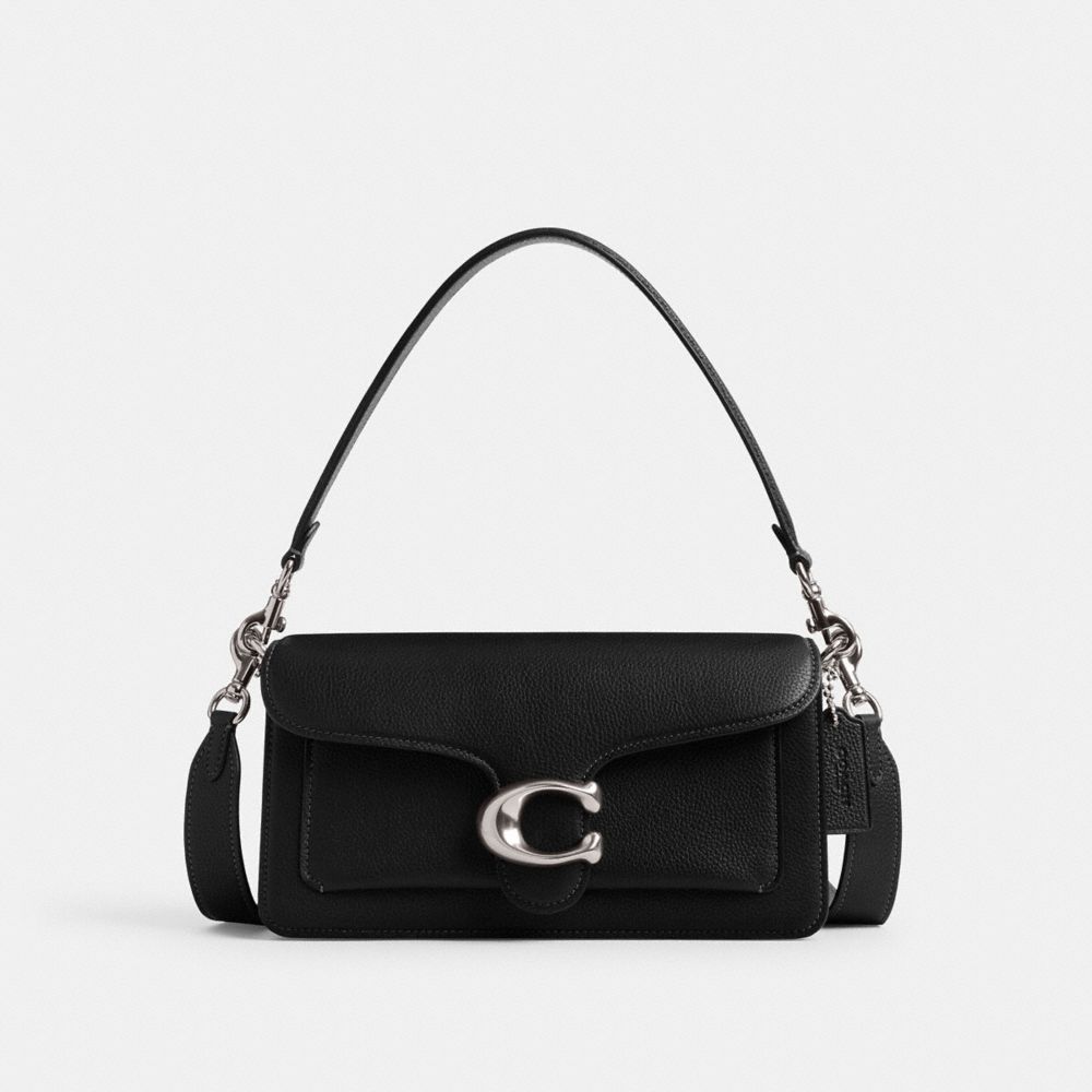 Refined Pebble Leather/Silver/Black Coach Tabby Shoulder Bag 26 | COH864761
