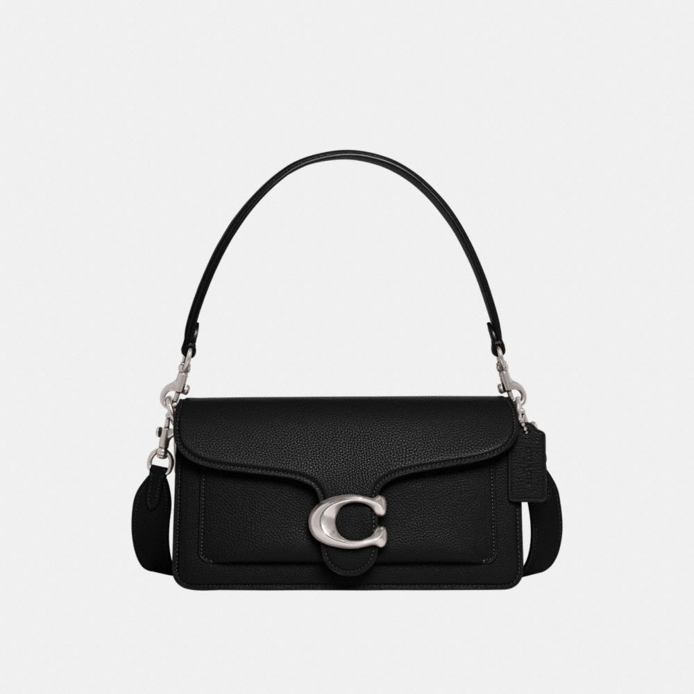 Refined Pebble Leather/Silver/Black Coach Tabby Shoulder Bag 26 | COH864761