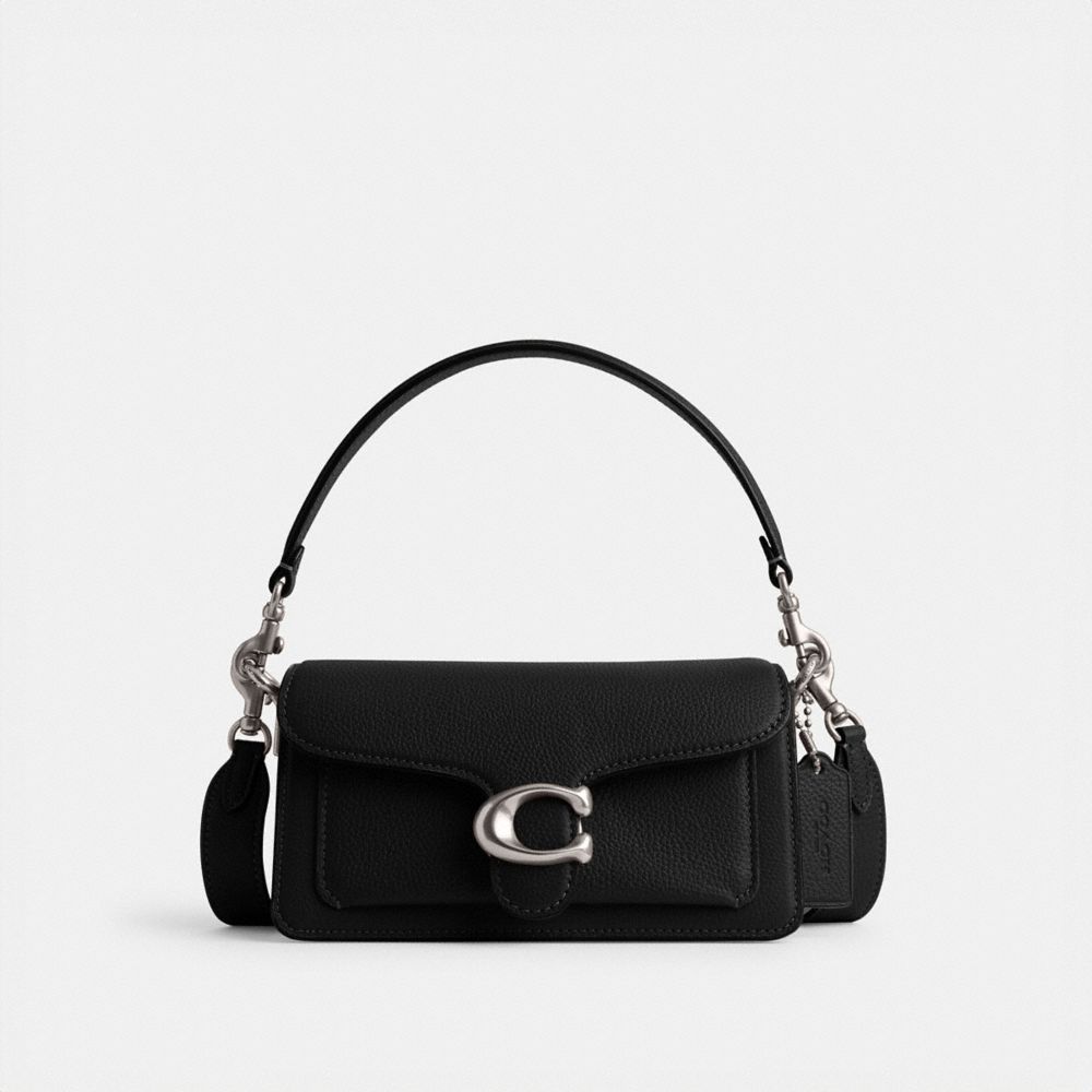 Refined Pebble Leather/Silver/Black Coach Tabby Shoulder Bag 20 | COH864762