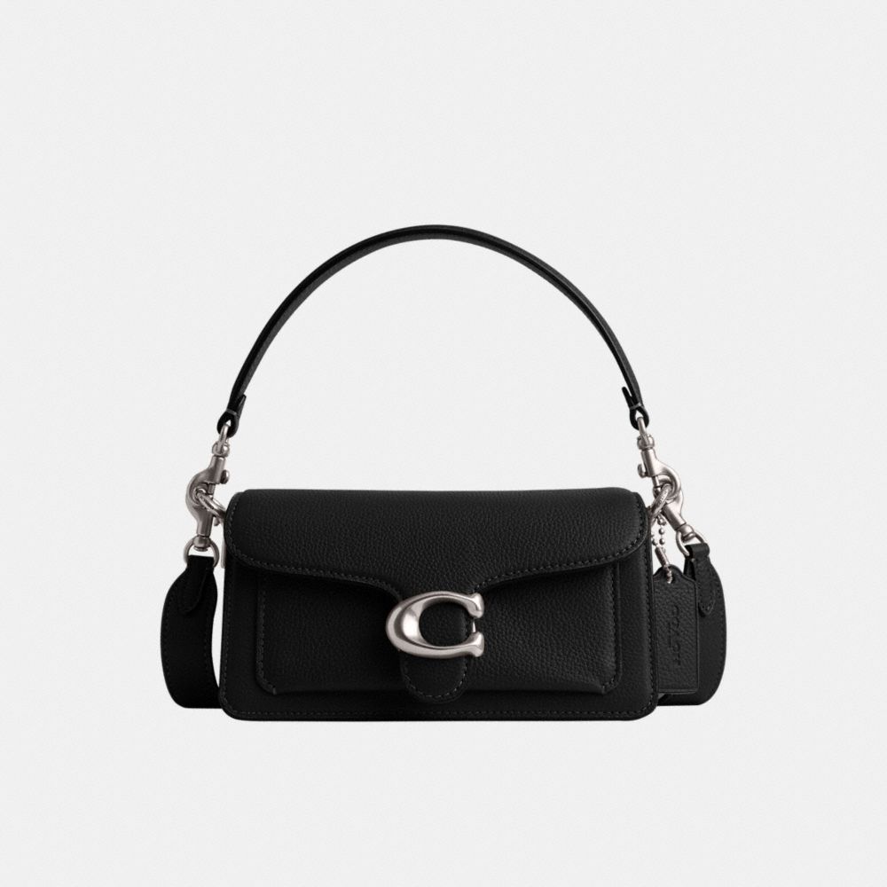 Refined Pebble Leather/Silver/Black Coach Tabby Shoulder Bag 20 | COH864762