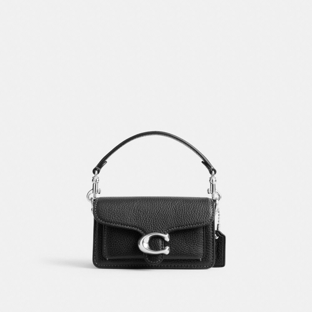 Refined Pebble Leather/Silver/Black Coach Tabby Bag 12 | COH865286