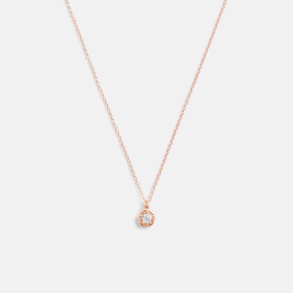 Rose Gold Coach Halo Tea Rose Pendant Necklace | COH866180