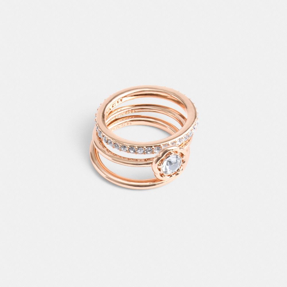 Rose Gold Coach Halo Tea Rose Ring Set | COH866145