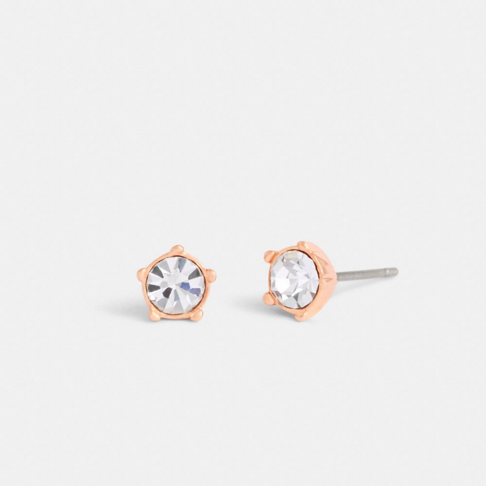Rose Gold Coach Halo Tea Rose Stud Earrings | COH866133
