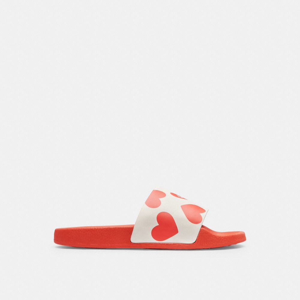 Rubber/Chalk/Sport Red Coach Udele Sport Slide With Valentine'S Print | COH865891