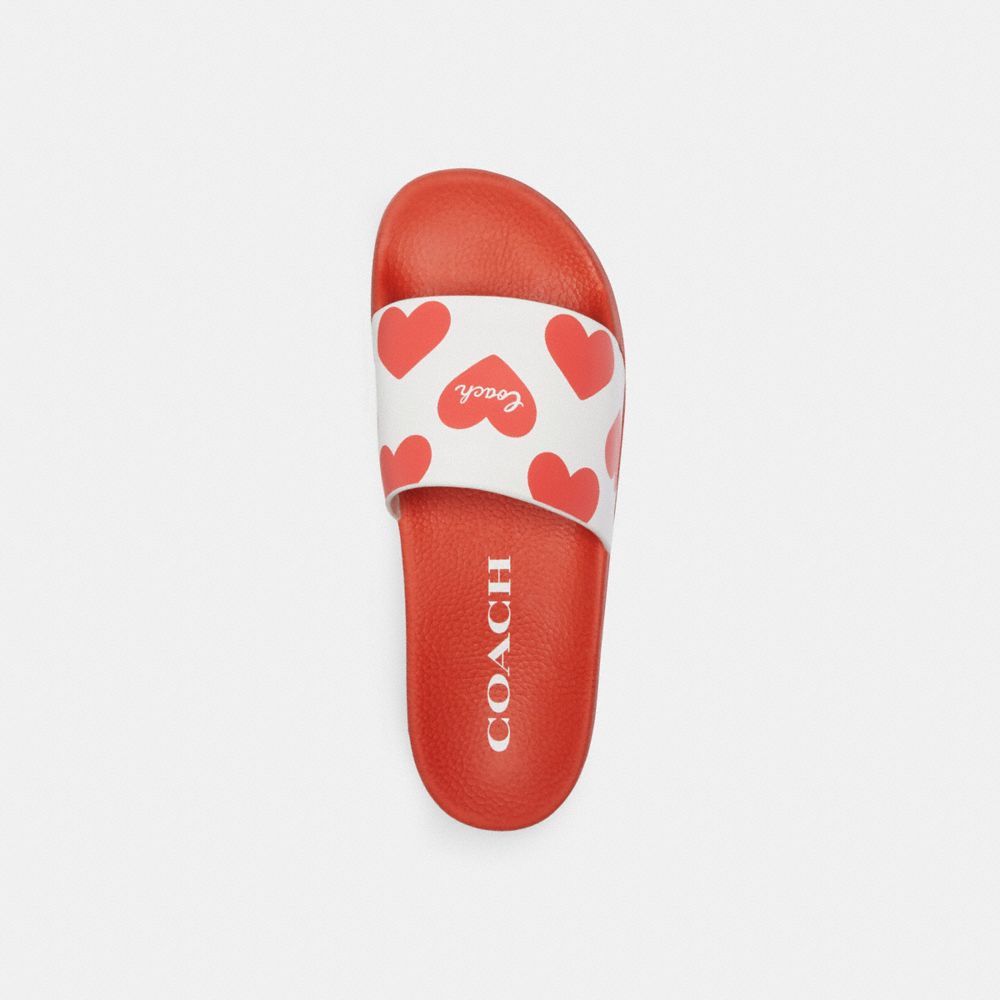 Rubber/Chalk/Sport Red Coach Udele Sport Slide With Valentine'S Print | COH865891
