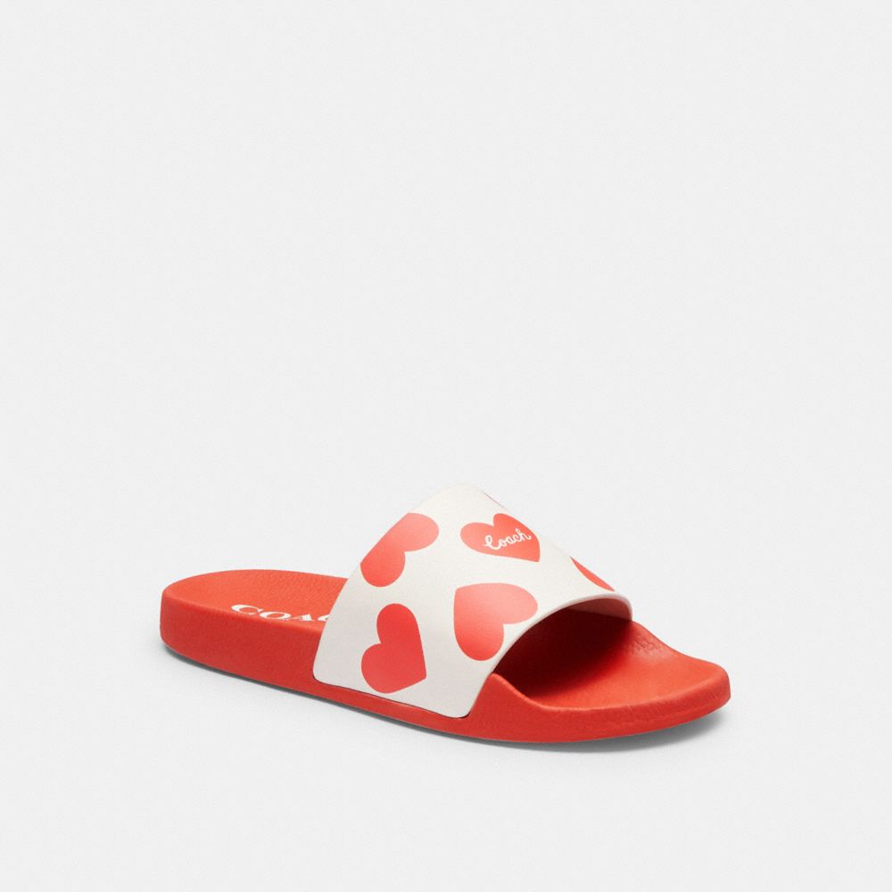 Rubber/Chalk/Sport Red Coach Udele Sport Slide With Valentine'S Print | COH865891