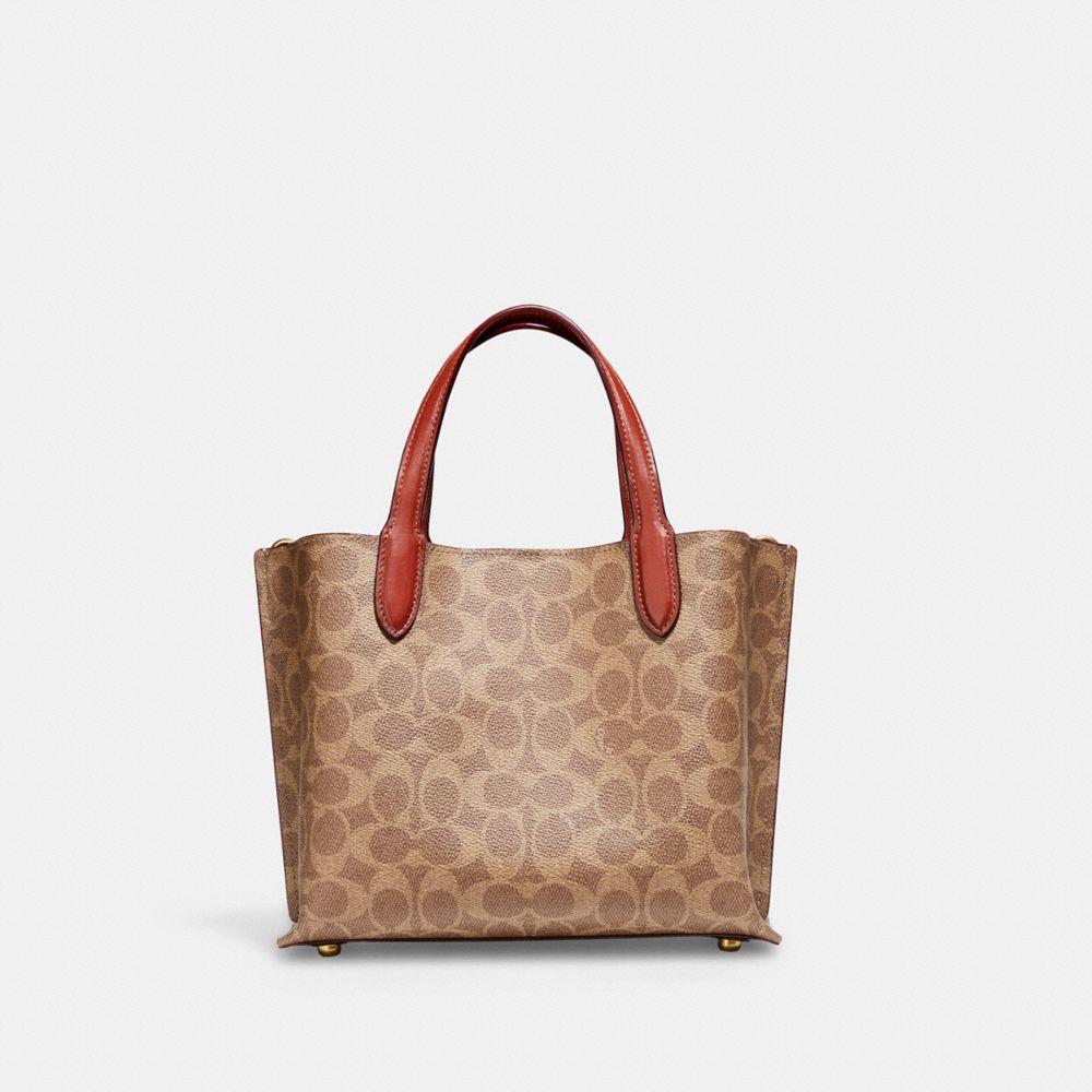 Signature Coated Canvas/Brass/Tan/Rust Coach Willow Tote Bag 24 In Signature Canvas | COH865059