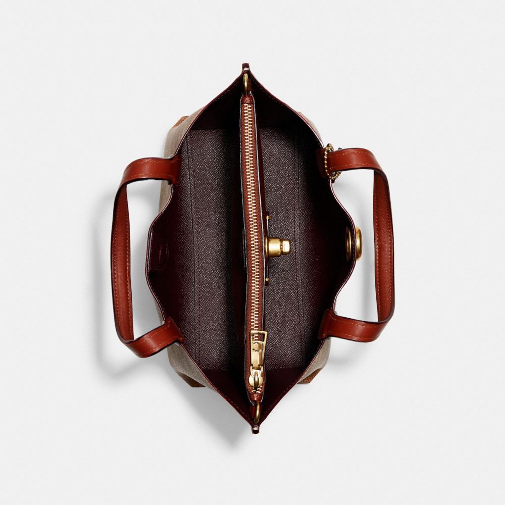 Signature Coated Canvas/Brass/Tan/Rust Coach Willow Tote Bag 24 In Signature Canvas | COH865059