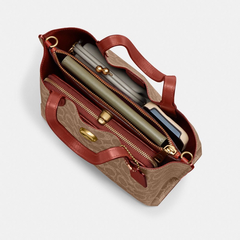 Signature Coated Canvas/Brass/Tan/Rust Coach Willow Tote Bag 24 In Signature Canvas | COH865059