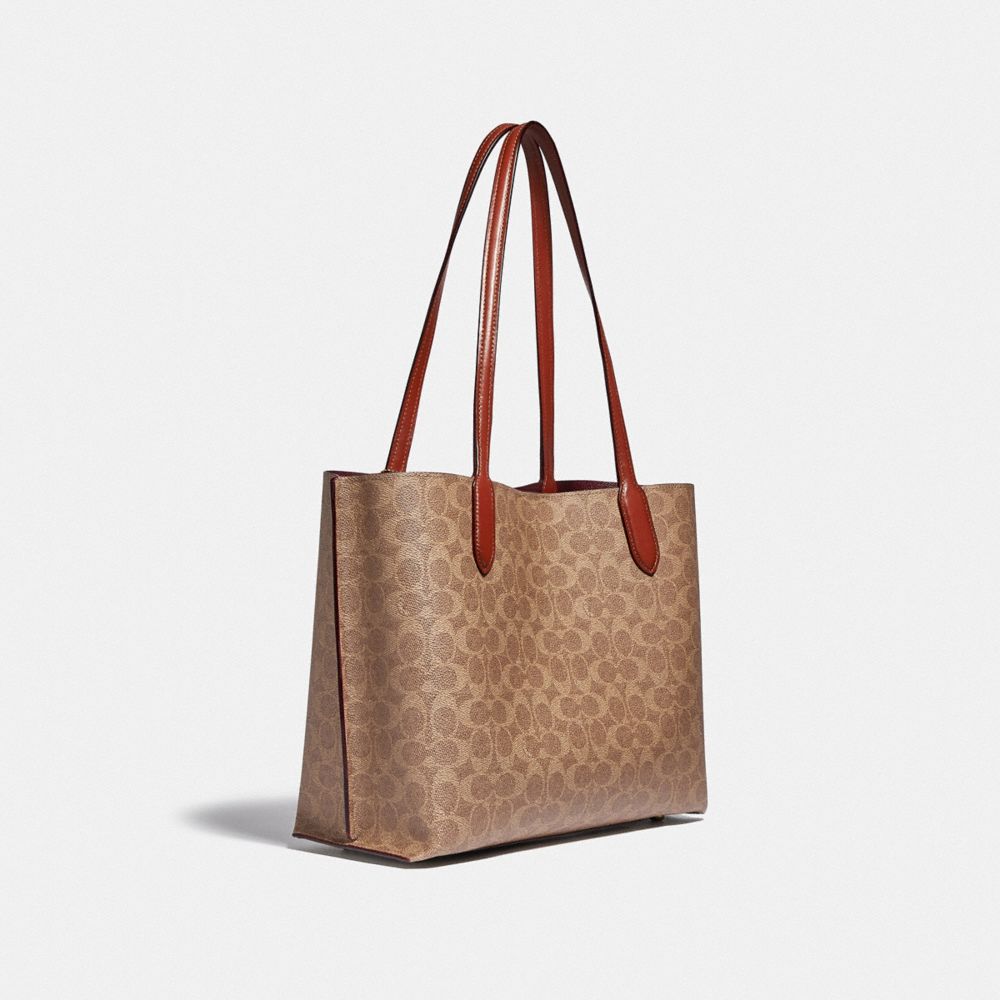 Signature Coated Canvas/Brass/Tan/Rust Coach Willow Tote Bag In Signature Canvas | COH865061