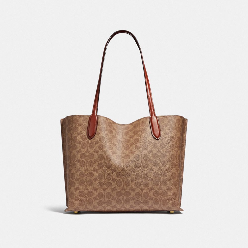 Signature Coated Canvas/Brass/Tan/Rust Coach Willow Tote Bag In Signature Canvas | COH865061