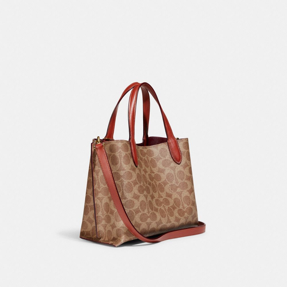 Signature Coated Canvas/Brass/Tan/Rust Coach Willow Tote Bag 24 In Signature Canvas | COH865324