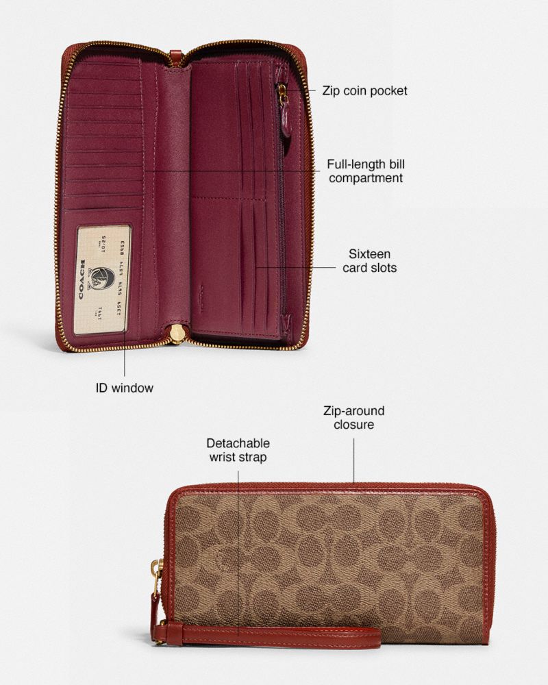 Signature Coated Canvas/Brass/Tan/Rust Coach Continental Wallet In Signature Canvas | COH865514