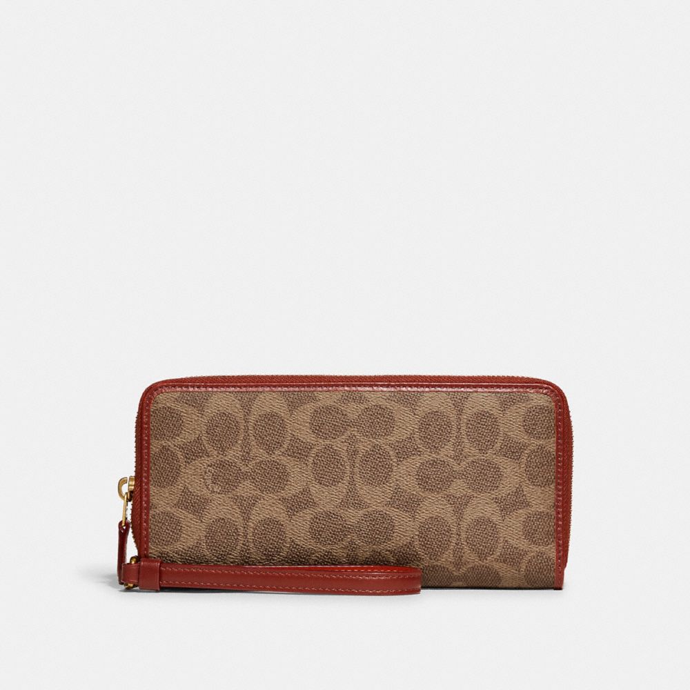 Signature Coated Canvas/Brass/Tan/Rust Coach Continental Wallet In Signature Canvas | COH865514