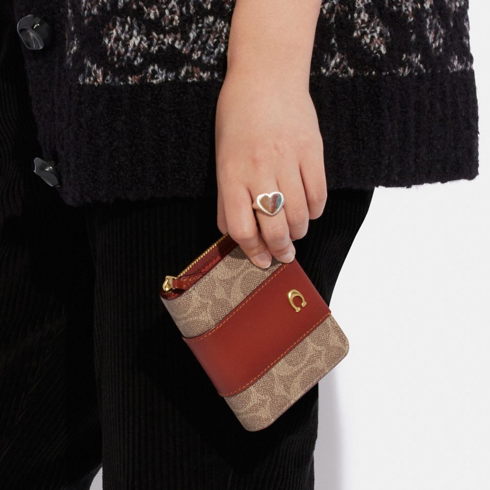 Signature Coated Canvas/Brass/Tan/Rust Coach Billfold Wallet In Colorblock Signature Canvas | COH865613