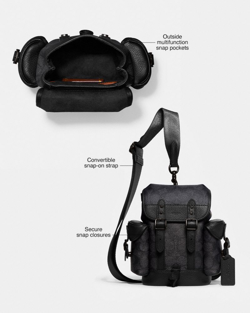 Signature Coated Canvas/Charcoal Coach Hitch Backpack 13 In Signature Canvas | COH866492