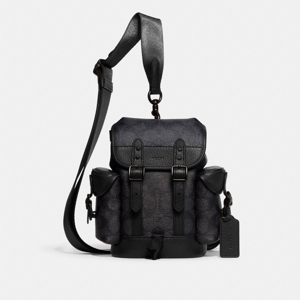 Signature Coated Canvas/Charcoal Coach Hitch Backpack 13 In Signature Canvas | COH866492
